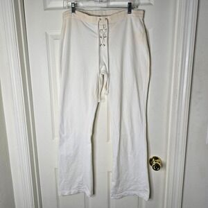 Argee vintage elastic waist womens Lace-Up‎ White ombre wide leg Pants M